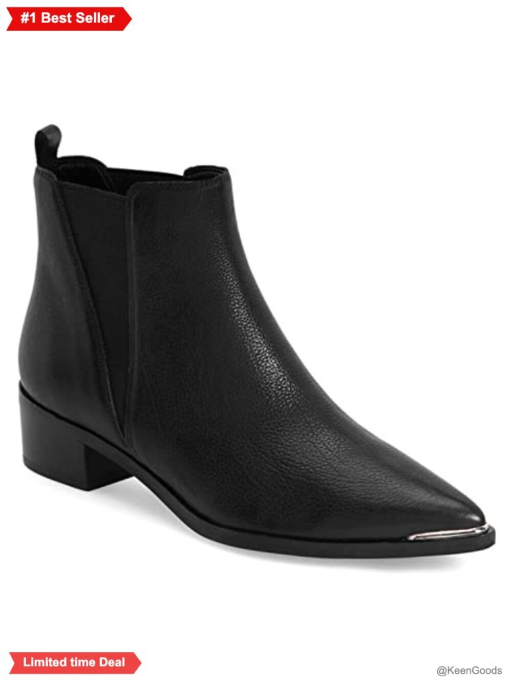 Womens Chelsea Ankle Boots Pointed Toe Chunky Stacked Heel Pull On Faux Leather